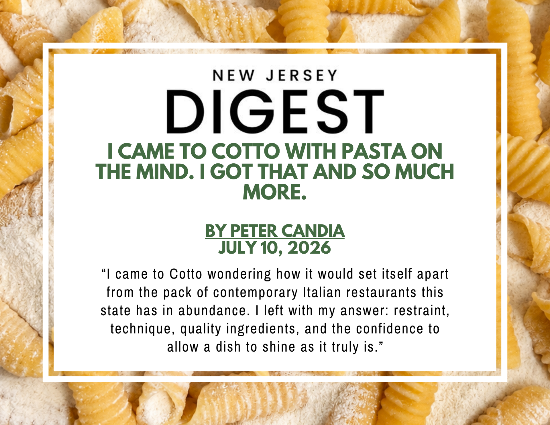 I came for pasta. I got more.